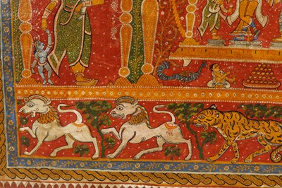 Lot 120 - A PATTACHITRA PAINTING WITH KRISHNA PLAYING THE FLUTE