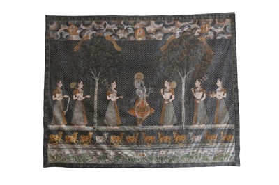 Lot 124 - A PICHHWAI TEMPLE HANGING: KRISHNA AND THE GOPIS