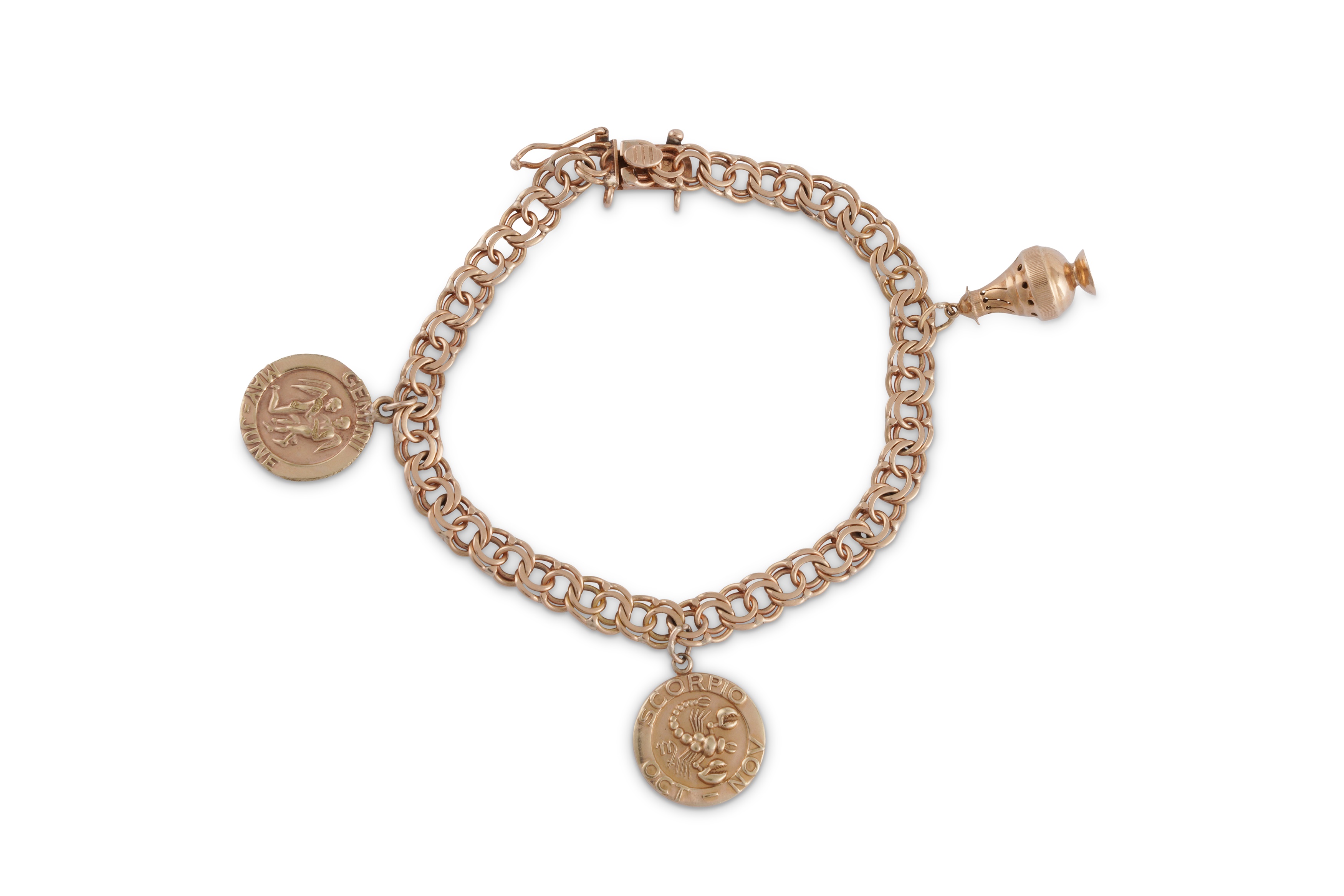 Lot 635 - A CHARM BRACELET