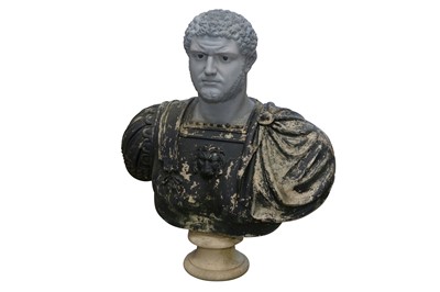 Lot 552 - A LARGE RECONSTITUTED STONE CLASSICAL BUST OF A ROMAN EMPEROR, BELIEVED TO BE NERO, 20TH CENTURY