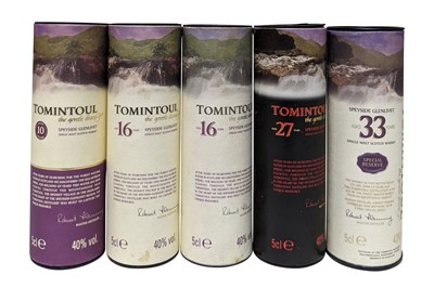 Lot 688 - 5 Miniatures of Tomintoul Whisky