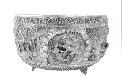 Lot 221 - A monumental mid-20th century Thai silver bowl or wine cooler, Chiang Mai circa 1950