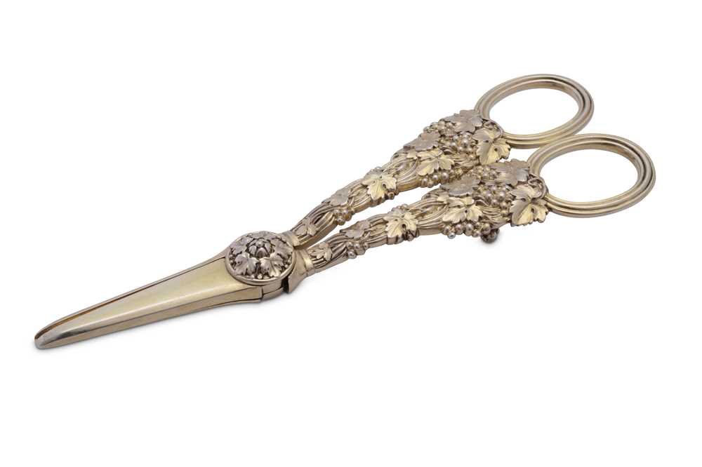 Lot 368 - A pair of George IV sterling silver gilt grape scissors, London 1820 by Paul Storr (1771-1844, first reg. 12th Jan 1793)