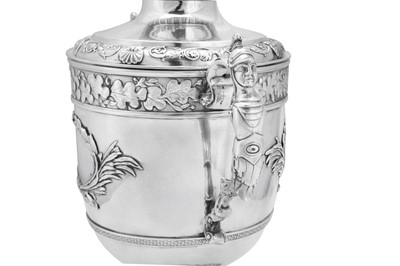 Lot 526 - A George III sterling silver twin handled cup and cover, London 1810 by William Frisbee (first reg. 12th April 1791)