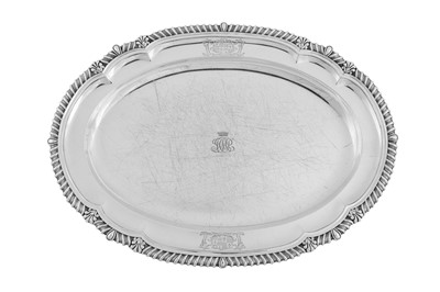 Lot 527 - Berkeley Portman service – A pair of George III sterling silver meat dishes, London 1818 by Paul Storr (1771-1844, first reg. 12th Jan 1793)