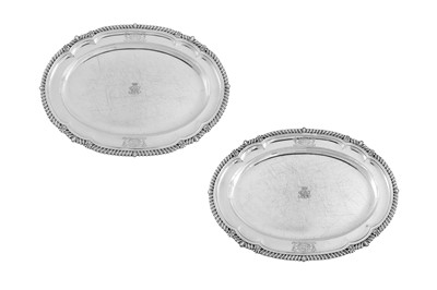 Lot 527 - Berkeley Portman service – A pair of George III sterling silver meat dishes, London 1818 by Paul Storr (1771-1844, first reg. 12th Jan 1793)