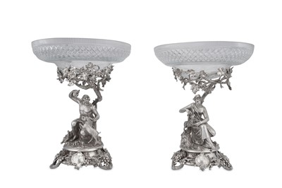 Lot 485 - A fine pair of Victorian sterling silver sculptural comports or tazza, London 1848 by John Samuel Hunt