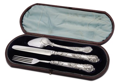 Lot 165 - A cased mid-19th century Indian Colonial silver travelling dessert set, Calcutta circa 1840 by Pittar and Co (active 1825-48)