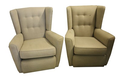 Lot 510 - A PAIR OF CONTEMPORARY WINGBACK ARMCHAIRS
