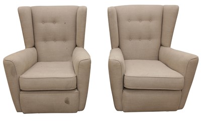 Lot 79 - A PAIR OF CONTEMPORARY WINGBACK ARMCHAIRS, 20TH CENTURY