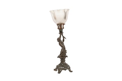 Lot 541 - A SPELTER LAMP, LATE 19TH/EARLY 20TH CENTURY