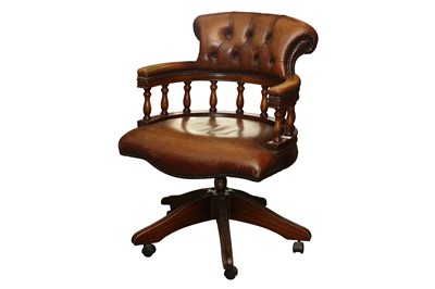 Lot 146 - A MAHOGANY CAPTAINS DESK CHAIR, LATE 20TH CENTURY