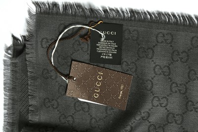 Lot 98 - Gucci Charcoal Grey Wool Monogram  Scarf