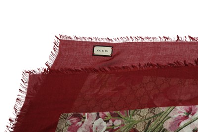 Lot 58 - Gucci Red Monogram Blooms Scarf