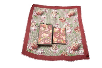 Lot 58 - Gucci Red Monogram Blooms Scarf