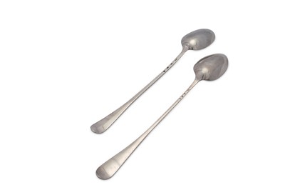 Lot 358 - A pair of George III Scottish sterling silver basting spoons, Edinburgh 1783 by James Hewitt