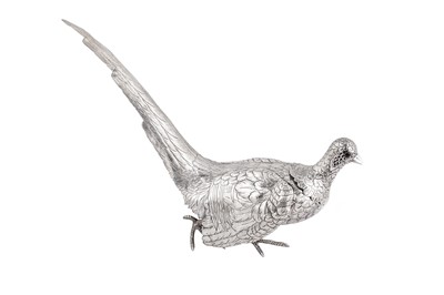 Lot 106 - A pair of early 20th century silver table ornaments modelled as pheasants, probably Dutch