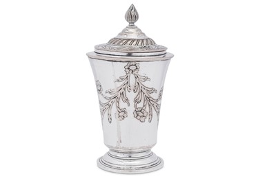Lot 398 - An unusual George III Old Sheffield Silver Plate covered beaker or cup, Sheffield circa 1765 by Joseph Handcock and Co