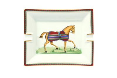 Lot 498 - Hermes Equestrian Stripe Blanket Limoges Ashtray
