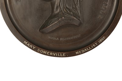 Lot 254 - TWO 19TH CENTURY BRONZE PORTRAIT PLAQUES DEPICTING MARY SOMERVILLE AND RICHARD CONGREVE