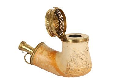 Lot 627 - A SILVER-GILT MOUNTED MEERSCHAUM PIPE WITH A CROWNED EAGLE