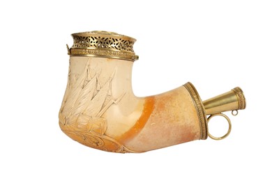 Lot 627 - A SILVER-GILT MOUNTED MEERSCHAUM PIPE WITH A CROWNED EAGLE