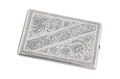 Lot 296 - A mid-20th century Iranian (Persian) unmarked silver cigarette case, Isfahan circa 1940