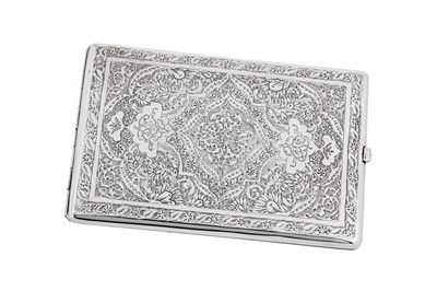 Lot 296 - A mid-20th century Iranian (Persian) unmarked silver cigarette case, Isfahan circa 1940