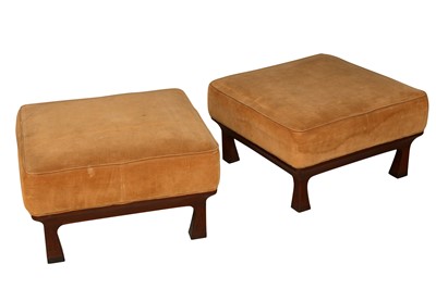Lot 336 - A PAIR OF SOUTH EAST ASIAN UPHOLSTERED SQUARE STOOLS, 20TH CENTURY