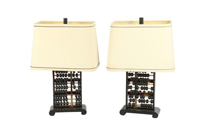 Lot 522 - A PAIR OF CHINESE ABACUS TABLE LAMPS, LATE 19TH / EARLY 20TH CENTURY