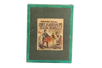 Lot 135 - TOYS: A CASED PRINTED PAPER TABLEAU OF A ORGAN GRINDER, 19TH CENTURY