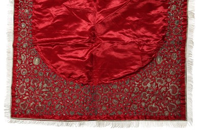 Lot 406 - A COVER OF CHERRY RED SATIN SILK