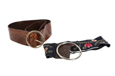 Lot 676 - Two Dolce & Gabbana Wide Waist Belts - Size 80 & 90