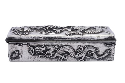 Lot 225 - An early 20th century Chinese Export silver cigarette or dressing table box, probably Hong Kong circa 1910