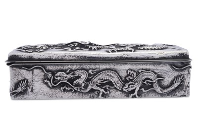 Lot 225 - An early 20th century Chinese Export silver cigarette or dressing table box, probably Hong Kong circa 1910