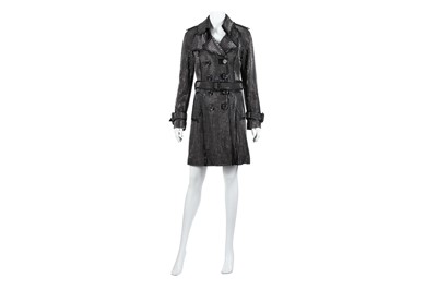 Lot 479 - Burberry Prorsum Black Studded Leather Trench Coat - Size 8