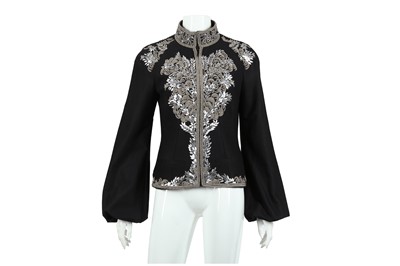 Lot 480 - Alexander McQueen Black Embroidered Jacket - Size 38