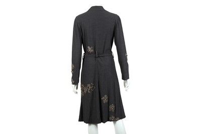 Lot 77 - Lanvin Grey Embellished Belted Dress - Size 38