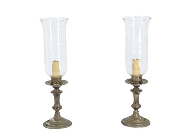 Lot 523 - A PAIR OF SILVER PLATED STORM LANTERNS, 20TH CENTURY