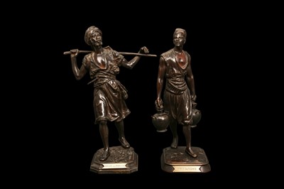 Lot 130 - A PAIR OF LATE 19TH CENTURY FRENCH BRONZE ORIENTALIST FIGURES BY PINEDO AND DEBUT
