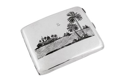 Lot 253 - An early 20th century Iraqi silver and niello cigarette case, Basra or Omara circa 1940 signed Dayil