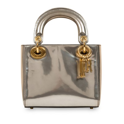 Lot 469 - Christian Dior Glazed Silver Mini Lady Dior Bag