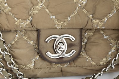 Lot 177 - Chanel Khaki Tweed Stitch Bubble Flap Bag