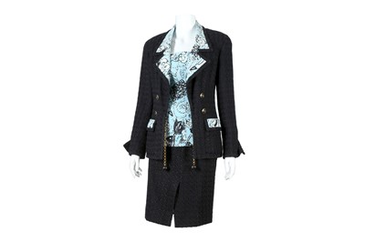 Lot 410 - Chanel Black Three Piece Skirt Suit - Size 38 & 40