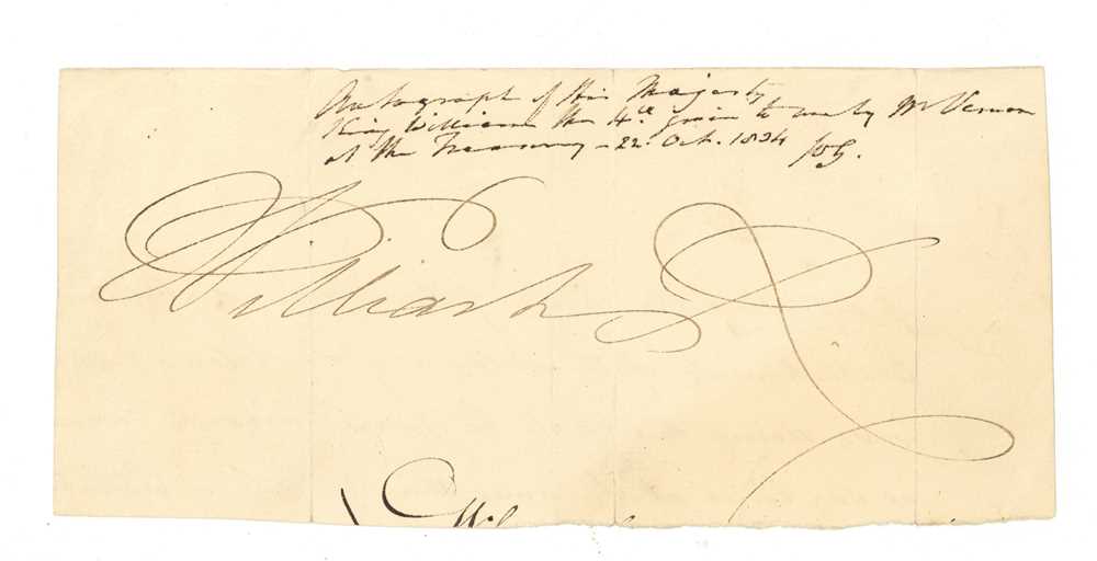 Lot 9 - INK SIGNATURE OF WILLIAM IV, KING OF THE UNITED KINGDOM OF GREAT BRITAIN AND IRELAND (1830-1837)