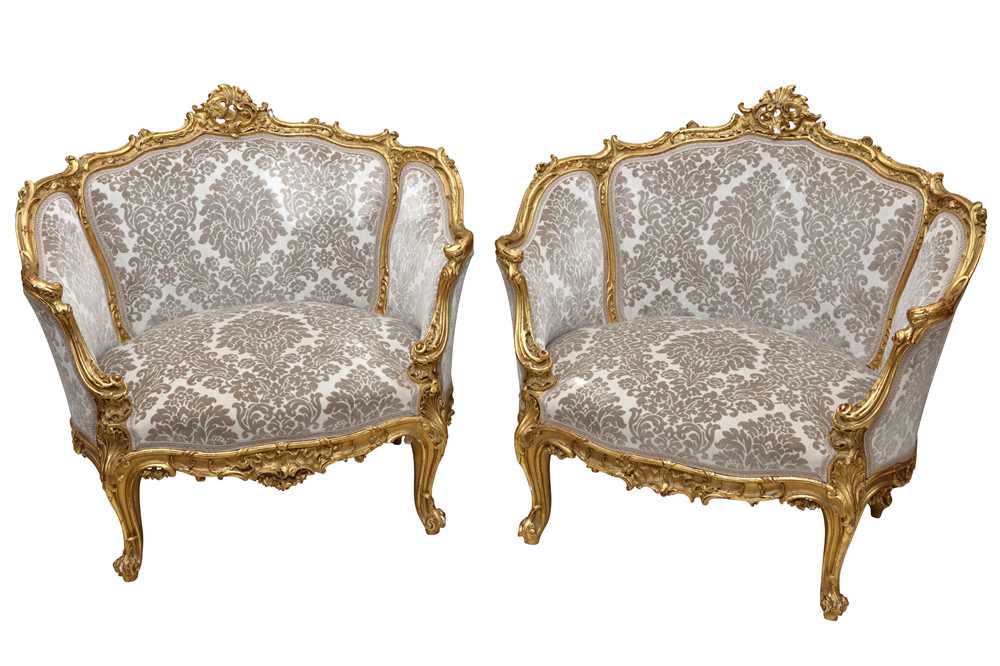 Lot 3 - A PAIR OF ROCOCCO STYLE LOUIS XV STYLE SALON CHAIRS