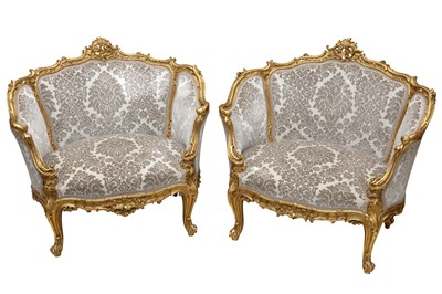 Lot 169 - A PAIR OF LOUIS XV STYLE SALON CHAIRS, 19TH CENTURY