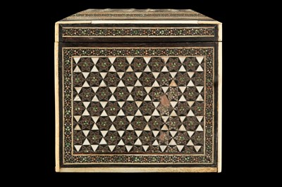 Lot 270 - A LATE 19TH CENTURY PERSIAN KHATAMKARI IVORY MOUNTED TEA CADDY