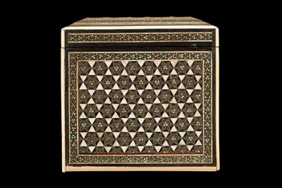 Lot 270 - A LATE 19TH CENTURY PERSIAN KHATAMKARI IVORY MOUNTED TEA CADDY