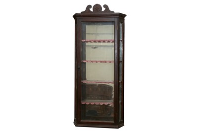 Lot 212 - DISPLAY CABINET: A WALNUT GLAZED DISPLAY CABINET, LATE 19TH CENTURY